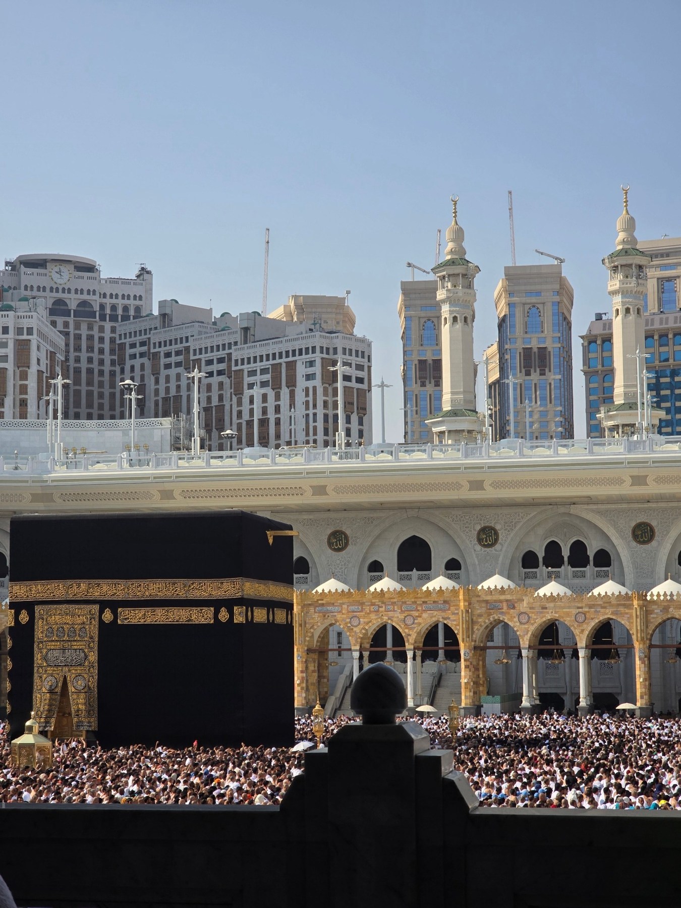 The Holy Mosque and Makkah skyline at golden hour
